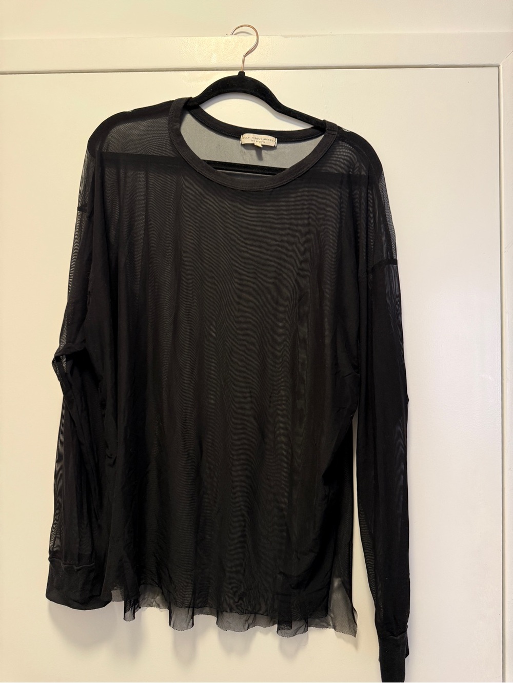 Free people Sheer Long-Sleeve Black Women's Top
